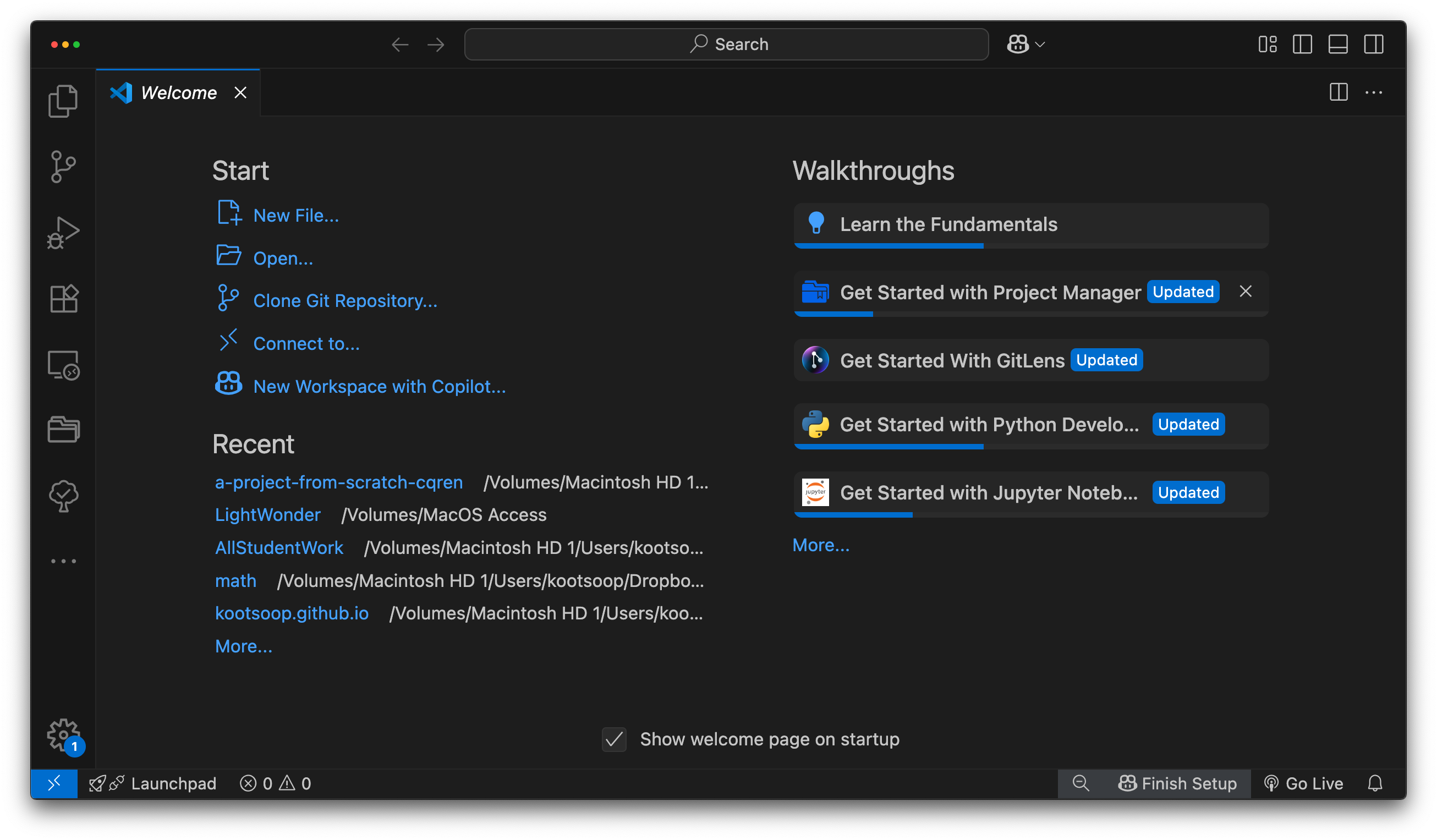 VS Code start