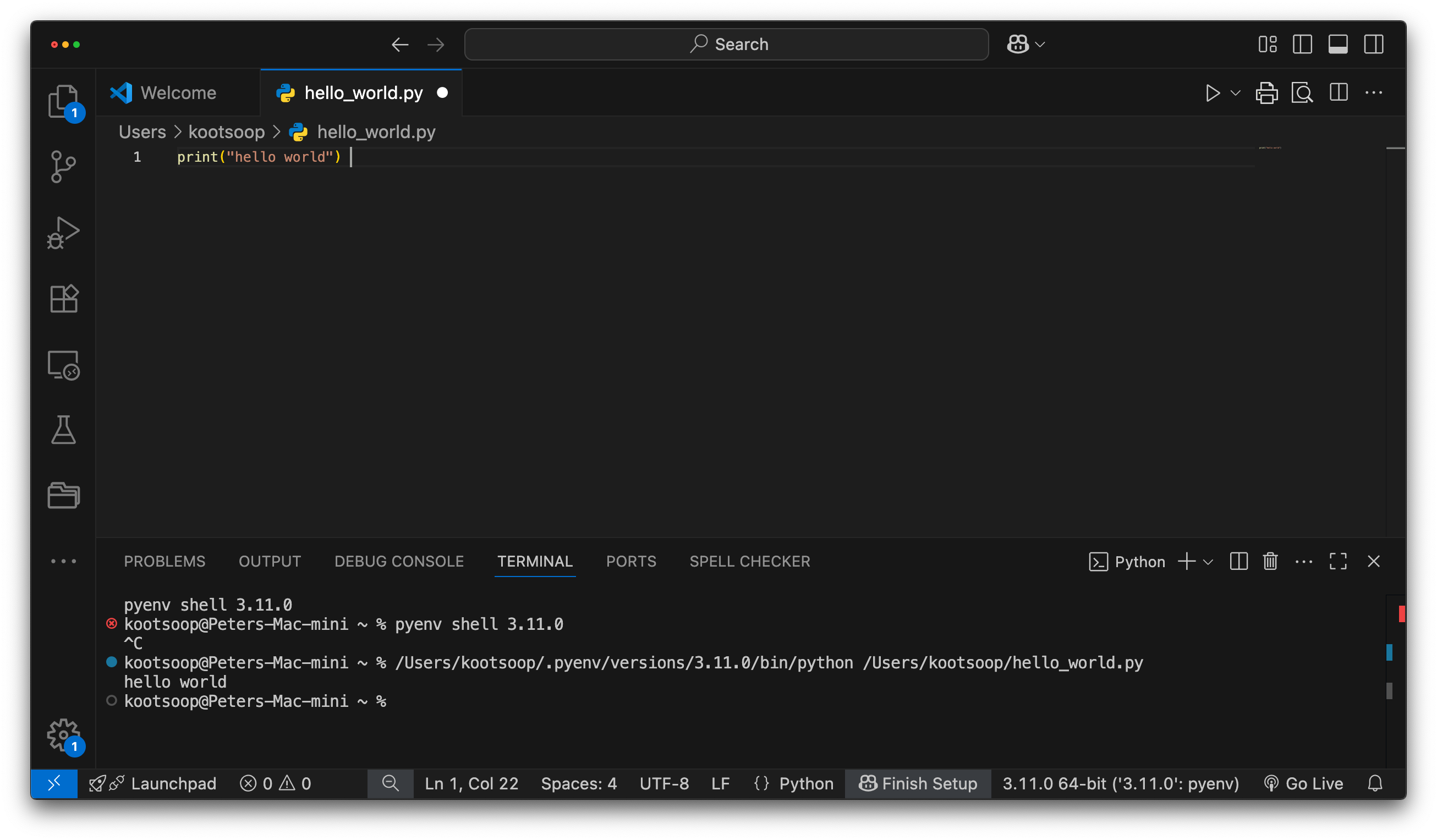 VS Code start